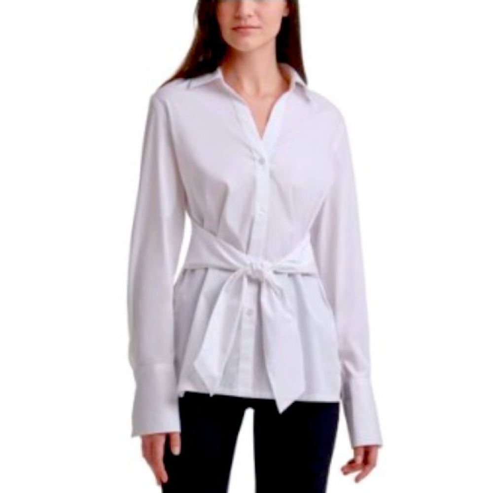 NWT. Calvin Klein Jeans Oversized Tie-Waist Shirt. Size S. White.